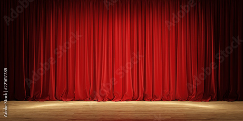 Cuadros en Lienzo Empty theater stage with red velvet curtains.