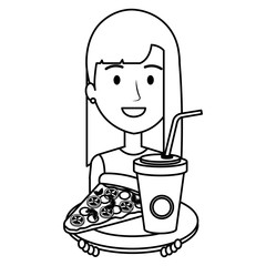 Sticker - woman with italian pizza and soda