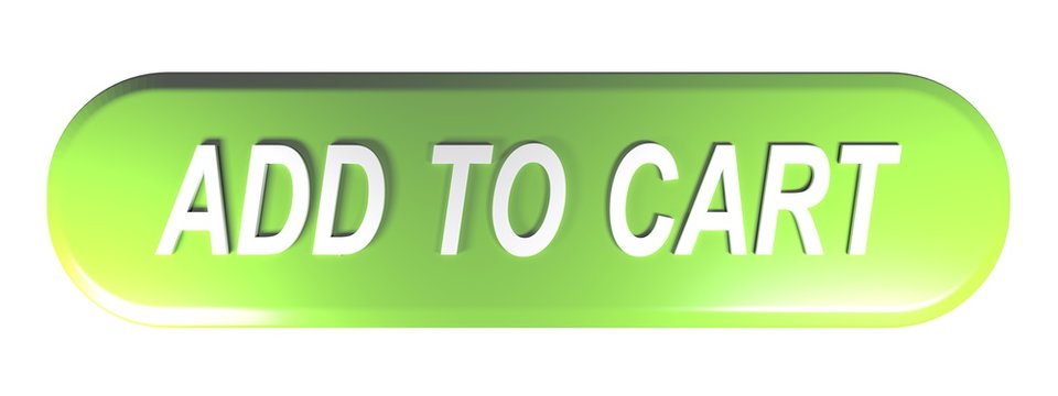 ADD TO CART rounded rectangle green button - 3D rendering