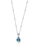 Blue Topaz Aquamarine Diamond Necklace With Chain Isolated On White