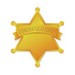 © barks - ranking medal icon / gold ( sheriff badge) .  Text space.