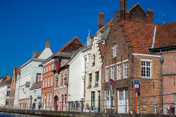 Canals of the historical and beautiful Bruges town in Belgium