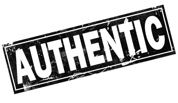 Authentic word with in black frame word