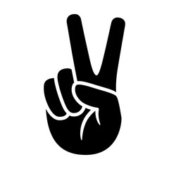 hand gesture v sign for victory or peace flat vector icon for apps and websites
