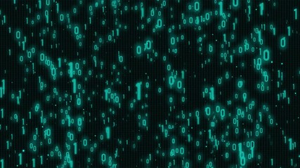 Poster - Green Digital Number Security Flickering Fall Down Gravity Moving Particle Graphic Animation Background