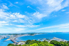 Enoshima Island And Urban Skyline View In Kamakura