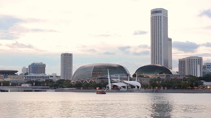 Wall Mural - sunset view of Singapore downtown and marina bay