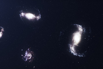 Wall Mural - 3d illustration galaxy in deep space. spiral galaxy consisting of star dust, nebula of gas. concept 