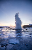 Eruption of famous Strokkur geyser in Iceland.
