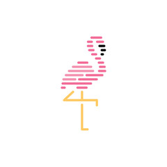 Wall Mural - flamingo logo stripes vector icon illustration