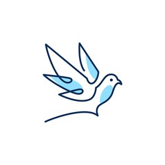 Wall Mural - dove logo vector icon line outline monoline illustration