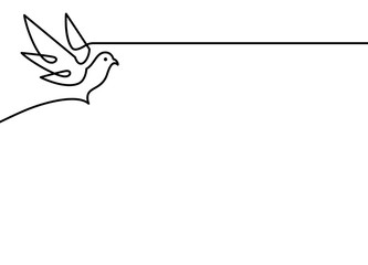 continuous line dove vector illustration on white background