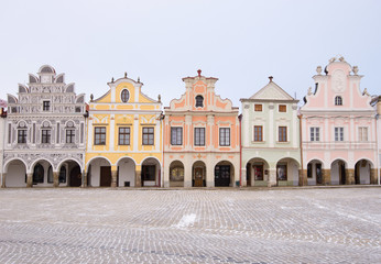 Sticker - Traditional houses on the main square of Telc, Czech Republic.