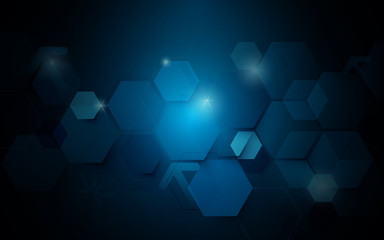 Abstract dark blue geometric hexagon Futuristic concept background