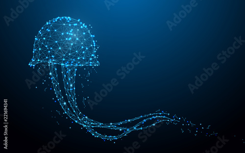Cuadros en Lienzo Jellyfish form lines, triangles and particle style design