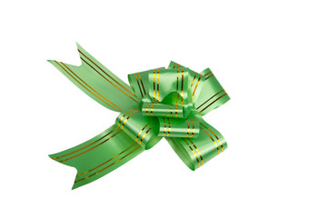 Green bow isolated on the white for decor or gift