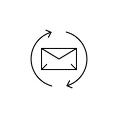 Poster - downloading email icon. Element of arrow and object icon for mobile concept and web apps. Thin line downloading email icon can be used for web and mobile