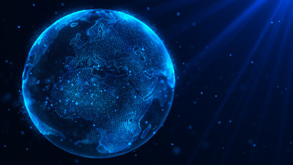Aufkleber - Global music background. Global network planet Earth. 3D rendering. World map point.