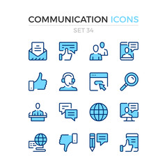 Poster - Communication icons. Vector line icons set. Premium quality. Simple thin line design. Modern outline symbols, pictograms.