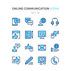 Aufkleber - Online communication icons. Vector line icons set. Premium quality. Simple thin line design. Modern outline symbols, pictograms.