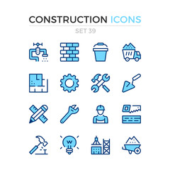 Poster - construction icons. vector line icons set. premium quality. simple thin line design. modern outline 