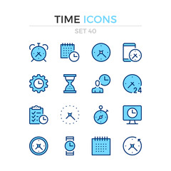 Leinwandbilder - Time icons. Vector line icons set. Premium quality. Simple thin line design. Modern outline symbols, pictograms.