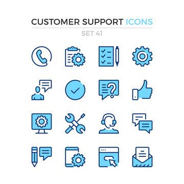 Customer support icons. Vector line icons set. Premium quality. Simple thin line design. Modern outline symbols, pictograms.