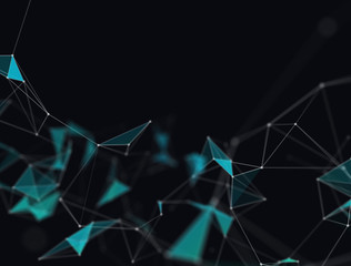 Poster - Abstract 3d technology futuristic geometrical and science neon visualization. Plexus digital wallpaper. Business concept. Big data and artificial intelligence. Rendering computer virtual reality