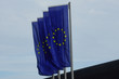 Europafahnen im Wind vor der EZB Frankfurt
