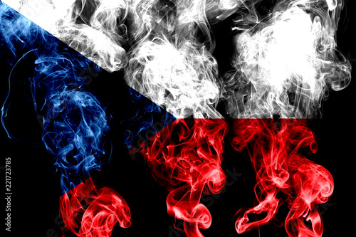 Photo National flag of Czech Republic made from colored smoke isolated on black backgr