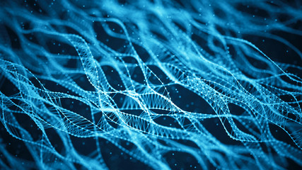 molecular background with dna. network concept with connecting dots and lines. abstract particles. b