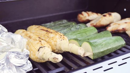 Sticker - Grilling healthy dinner with organic chicken and vegetables