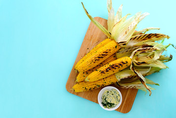 Wall Mural - Grilled corn with garlic butter dressing