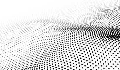 Poster - Wave 3d. Wave of particles. Futuristic point wave. Design for poster. Technology vector background. Vector illustration.