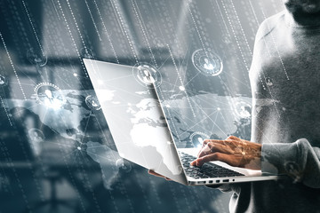 Aufkleber - Global business and hacking concept