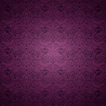 Violet, Marsala, Purple Vintage Background , Royal With Classic Baroque Pattern, Rococo With Darkened Edges Background(card, Invitation, Banner). Square Format