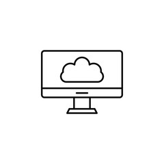 Poster - cloud storage PC icon. Element of data security icon for mobile concept and web apps. Thin line cloud storage PC icon can be used for web and mobile