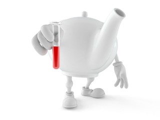 Canvas Print - Teapot character holding glass sample