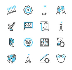 Wall Mural - Business strategy outline icon collection set. Target vector illustration.