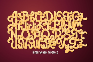 Fototapete - Vintage calligraphic typeface with smooth intertwined letters style