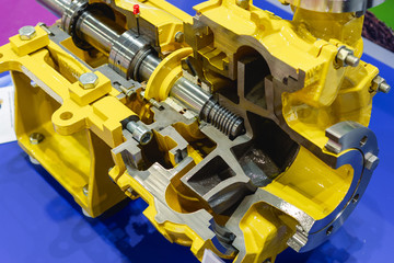 Horizontal chemical pump, cross section.