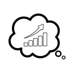 Graph, chart in thought bubble icon. Dream bubble symbol icon vector