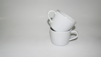 Wall Mural - White Ceramic cups or mugs on white back ground.