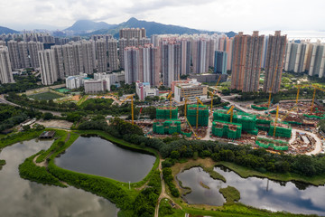 Wall Mural - Construction site and Hong Kong residential district