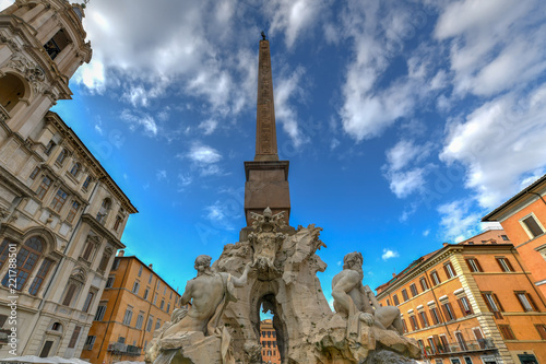 Fotografie, Obraz Four Rivers Fountain in Piazza Navona - Rome, Italy