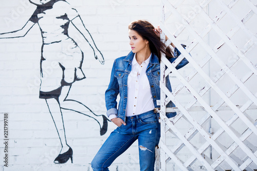 white shirt with jeans jacket