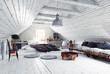 modern attic bedroom design.