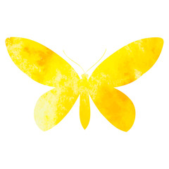 Wall Mural -  yellow watercolor silhouette butterfly