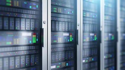 Poster - Server room interior in datacenter
