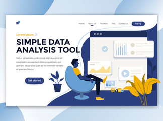 Poster - flat modern design of wesite template - simple data analysis tool